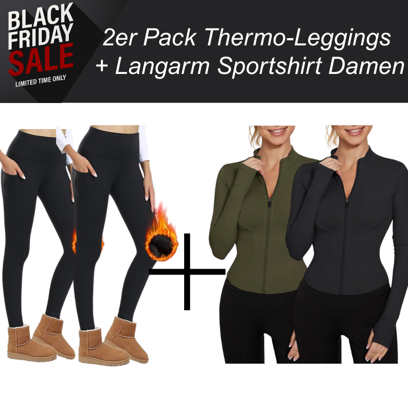 Winter Thermo-Set für Damen – 2 Leggings + 2 Langarm Sportshirts