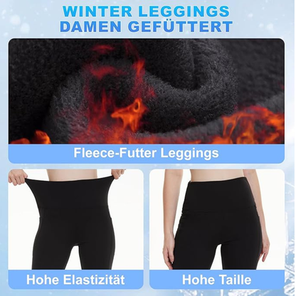 3er Pack Thermo Leggings Damen mit Taschen – Gefütterte High Waist Thermoleggings für den Winter, Fleece Warm, Blickdicht und Bequem