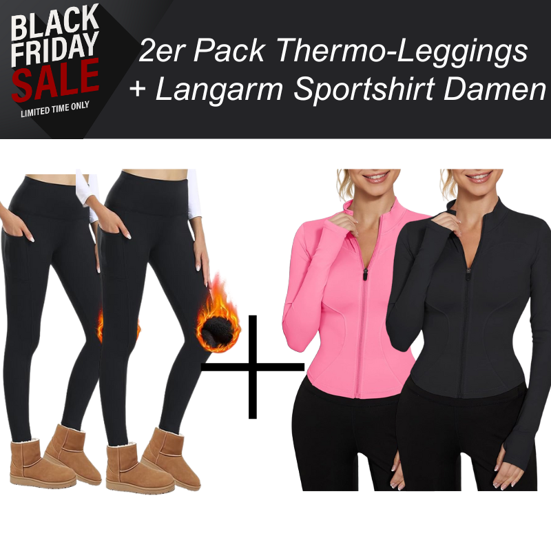 Winter Thermo-Set für Damen – 2 Leggings + 2 Langarm Sportshirts