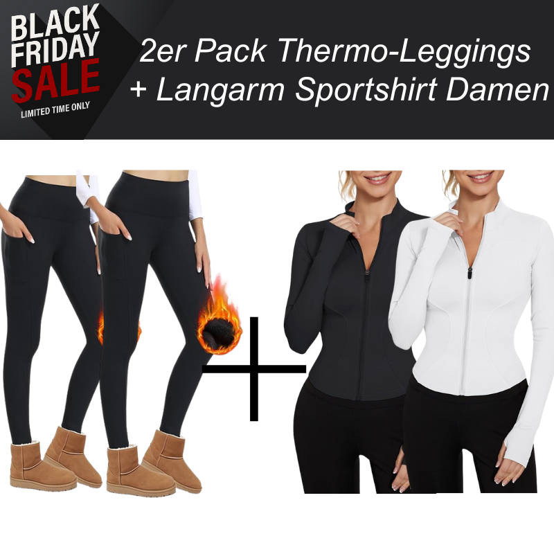 Winter Thermo-Set für Damen – 2 Leggings + 2 Langarm Sportshirts