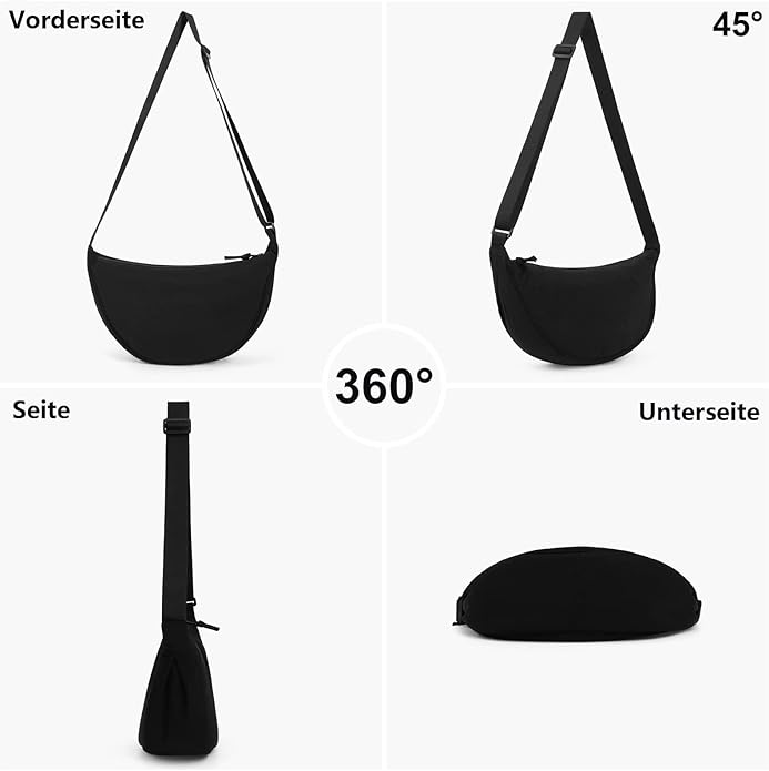 Halbmond-Umhängetasche für Damen – Verstellbarer Schultergurt