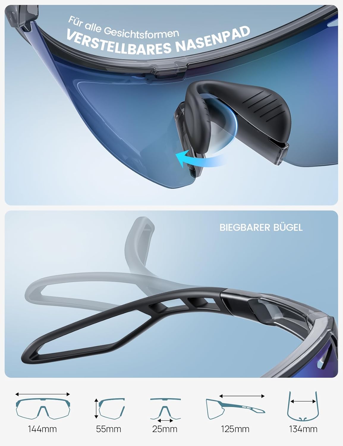 Unisex Sport-Sonnenbrille – Polarisiert & Ultraleicht (24g)