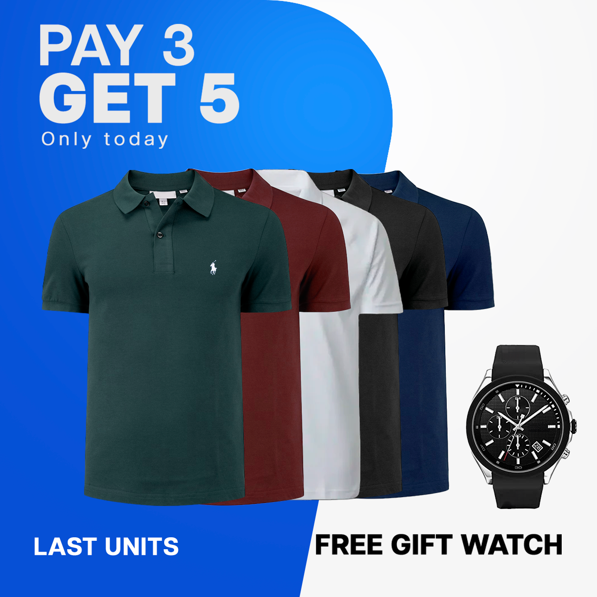 KIT POLO RALPH LAUREN [PAY 2 GET 5] + WATCH