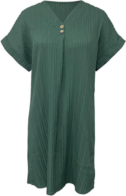 Elegantes und Schickes Sommerkleid für Damen – Midilänge, V-Ausschnitt, Kurzarm, Große Größen