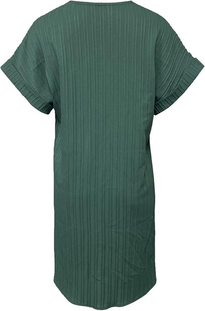 Elegantes und Schickes Sommerkleid für Damen – Midilänge, V-Ausschnitt, Kurzarm, Große Größen